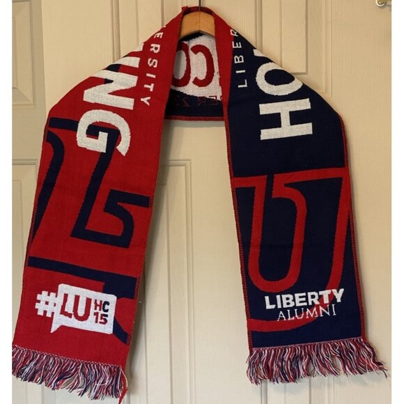 Liberty Flames Home Coming Scarf Sparky Football Red White Blue LU  University - Picture 3 of 15